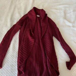 Burgundy cardigan knit sweater, size extra small, mossimo brand